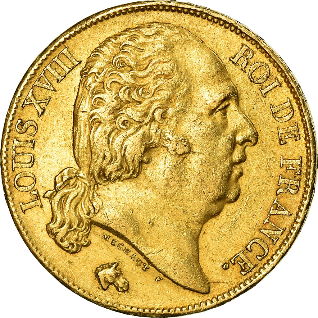 Coin, France, Louis XVIII, 20 Francs, 1817, Paris, AU(50-53), Gold, KM:712.1