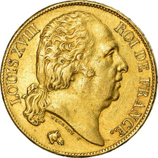 Coin, France, Louis XVIII, 20 Francs, 1817, Paris, AU(50-53), Gold, KM:712.1