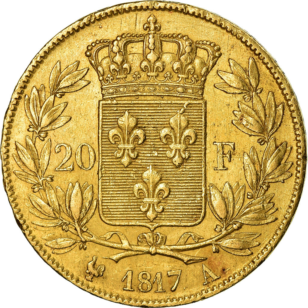 Coin, France, Louis XVIII, 20 Francs, 1817, Paris, AU(50-53), Gold, KM:712.1