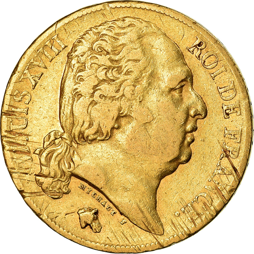 Munten, Frankrijk, Louis XVIII, 20 Francs, 1820, Paris, FR+, Goud, KM:712.1
