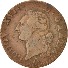 Münze, Frankreich, Louis XVI, Sol ou sou, Sol, 1777, Lille, SS, Kupfer