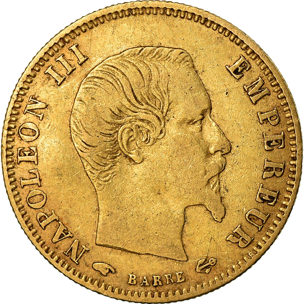 Münze, Frankreich, Napoleon III, 5 Francs, 1857, Paris, S+, Gold, KM:787.1