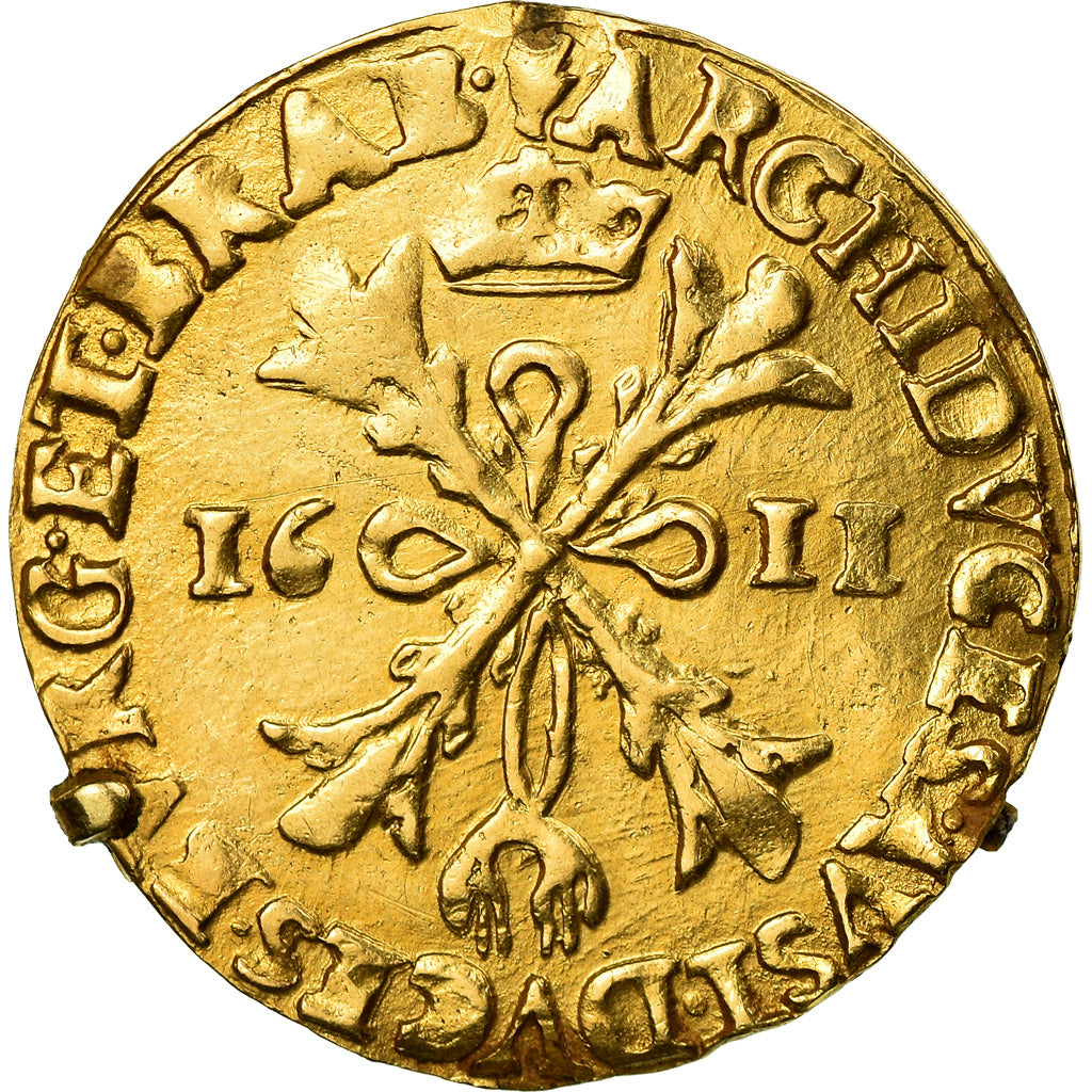 Coin, Spanish Netherlands, 2 Albertins, 1611, Antwerp, EF(40-45), Gold