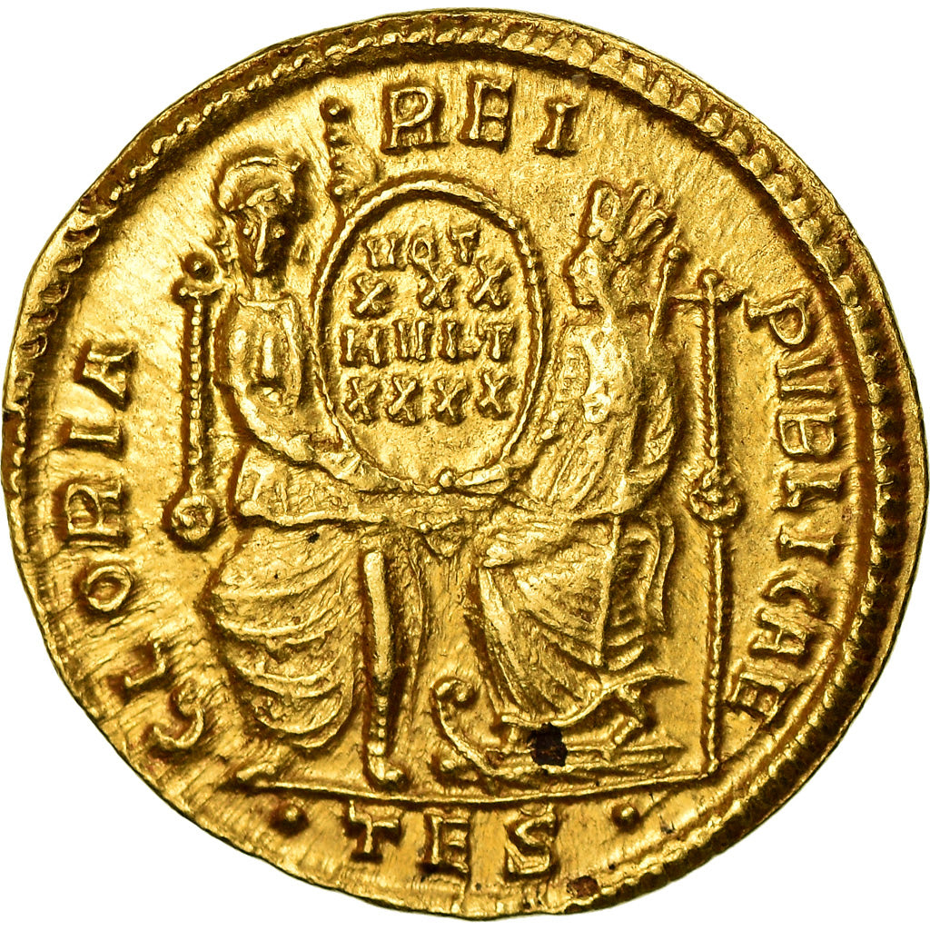 Münze, Constantius II, Solidus, Thessalonica, UNZ, Gold, RIC:150
