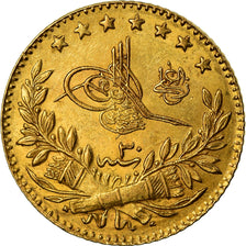 Coin, Turkey, Abdul Hamid II, 25 Kurush, 1904, Qustantiniyah, AU(50-53), Gold