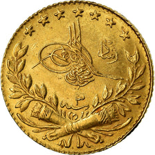 Coin, Turkey, Muhammad V, 25 Kurush, 1911, Qustantiniyah, AU(50-53), Gold