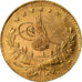 Coin, Turkey, Muhammad VI, 25 Kurush, 1917, Qustantiniyah, EF(40-45), Gold