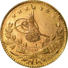 Coin, Turkey, Muhammad VI, 25 Kurush, 1917, Qustantiniyah, EF(40-45), Gold
