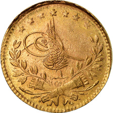 Coin, Turkey, Muhammad VI, 25 Kurush, 1917, Qustantiniyah, EF(40-45), Gold