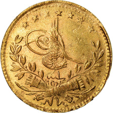 Coin, Turkey, Muhammad VI, 25 Kurush, 1917, Qustantiniyah, EF(40-45), Gold
