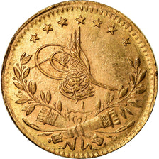 Coin, Turkey, Muhammad VI, 25 Kurush, 1917, Qustantiniyah, EF(40-45), Gold