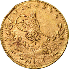 Coin, Turkey, Muhammad VI, 25 Kurush, 1917, Qustantiniyah, EF(40-45), Gold