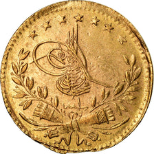 Coin, Turkey, Muhammad VI, 25 Kurush, 1917, Qustantiniyah, EF(40-45), Gold