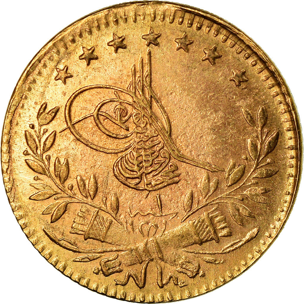 Monnaie, Turquie, Muhammad VI, 25 Kurush, 1917, Qustantiniyah, TTB, Or, KM:819