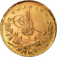 Coin, Turkey, Muhammad VI, 25 Kurush, 1917, Qustantiniyah, EF(40-45), Gold