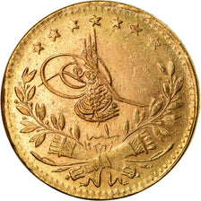 Coin, Turkey, Muhammad VI, 25 Kurush, 1917, Qustantiniyah, EF(40-45), Gold