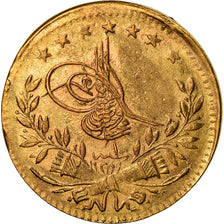 Coin, Turkey, Muhammad VI, 25 Kurush, 1917, Qustantiniyah, EF(40-45), Gold
