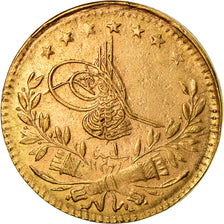 Coin, Turkey, Muhammad VI, 25 Kurush, 1917, Qustantiniyah, EF(40-45), Gold