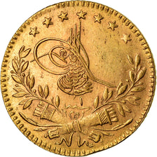 Coin, Turkey, Muhammad VI, 25 Kurush, 1917, Qustantiniyah, EF(40-45), Gold