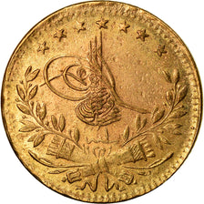Coin, Turkey, Muhammad VI, 25 Kurush, 1917, Qustantiniyah, EF(40-45), Gold