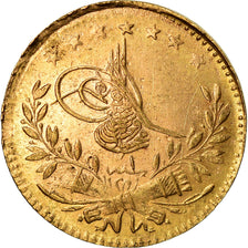 Coin, Turkey, Muhammad VI, 25 Kurush, 1917, Qustantiniyah, EF(40-45), Gold