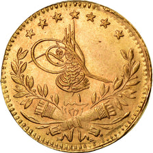 Coin, Turkey, Muhammad VI, 25 Kurush, 1917, Qustantiniyah, EF(40-45), Gold
