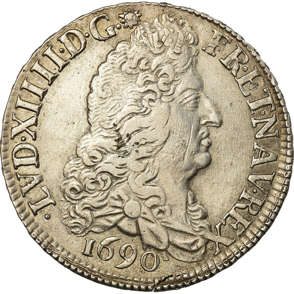 Moneta, Francja, Louis XIV, 1/2 Écu aux 8 L, 1/2 Ecu, 1690, Rennes, EF(40-45)