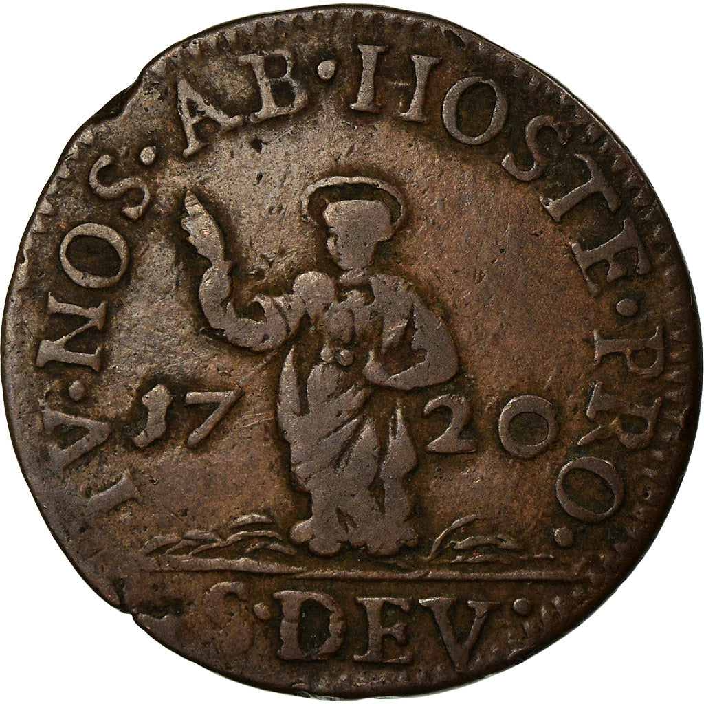 Coin, Monaco, Antoine I, 8 Deniers, Dardenna, 1720, VF(30-35), Copper, KM:77