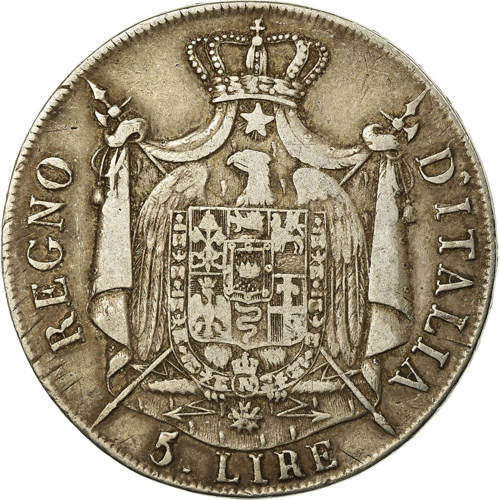 Monnaie, États italiens, KINGDOM OF NAPOLEON, Napoleon I, 5 Lire, 1808, Milan