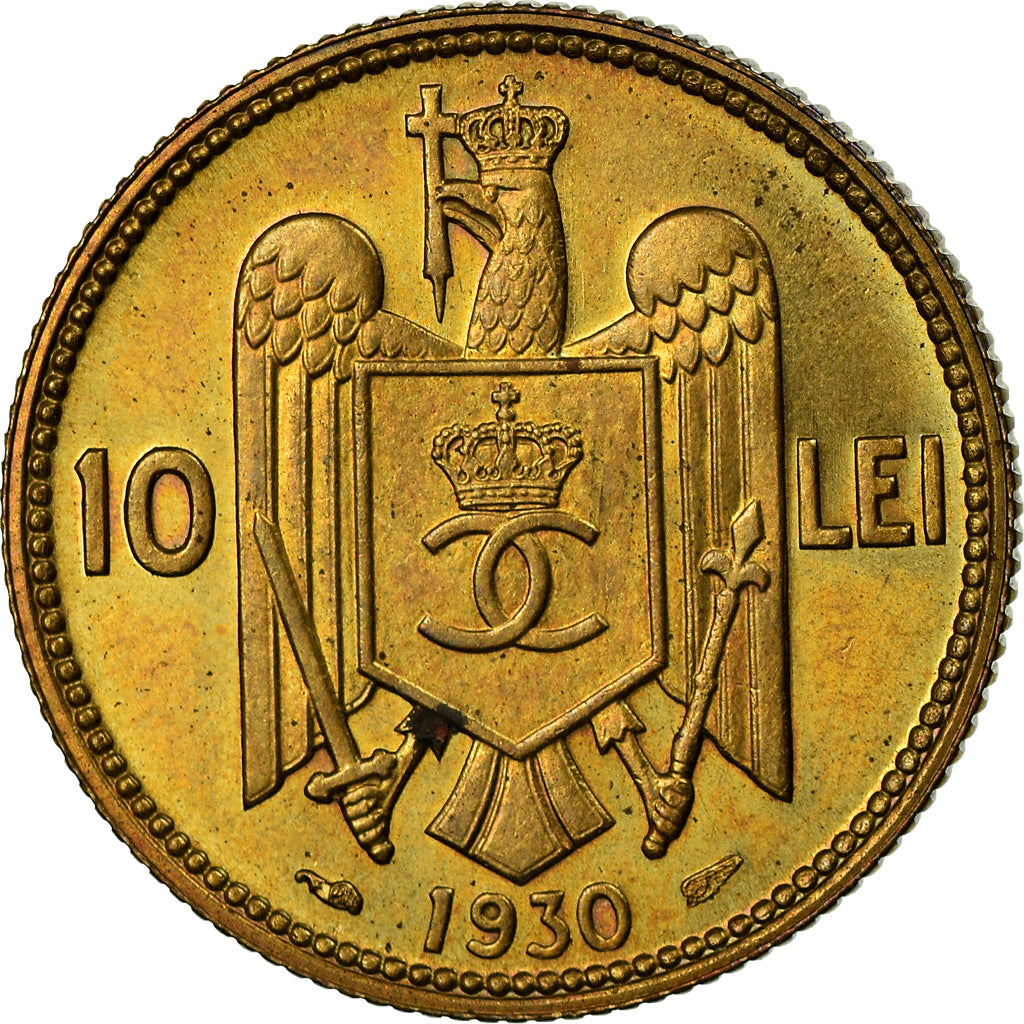 Monnaie, Roumanie, Carol II, 10 Lei, 1930, SPL, Nickel-brass, KM:49
