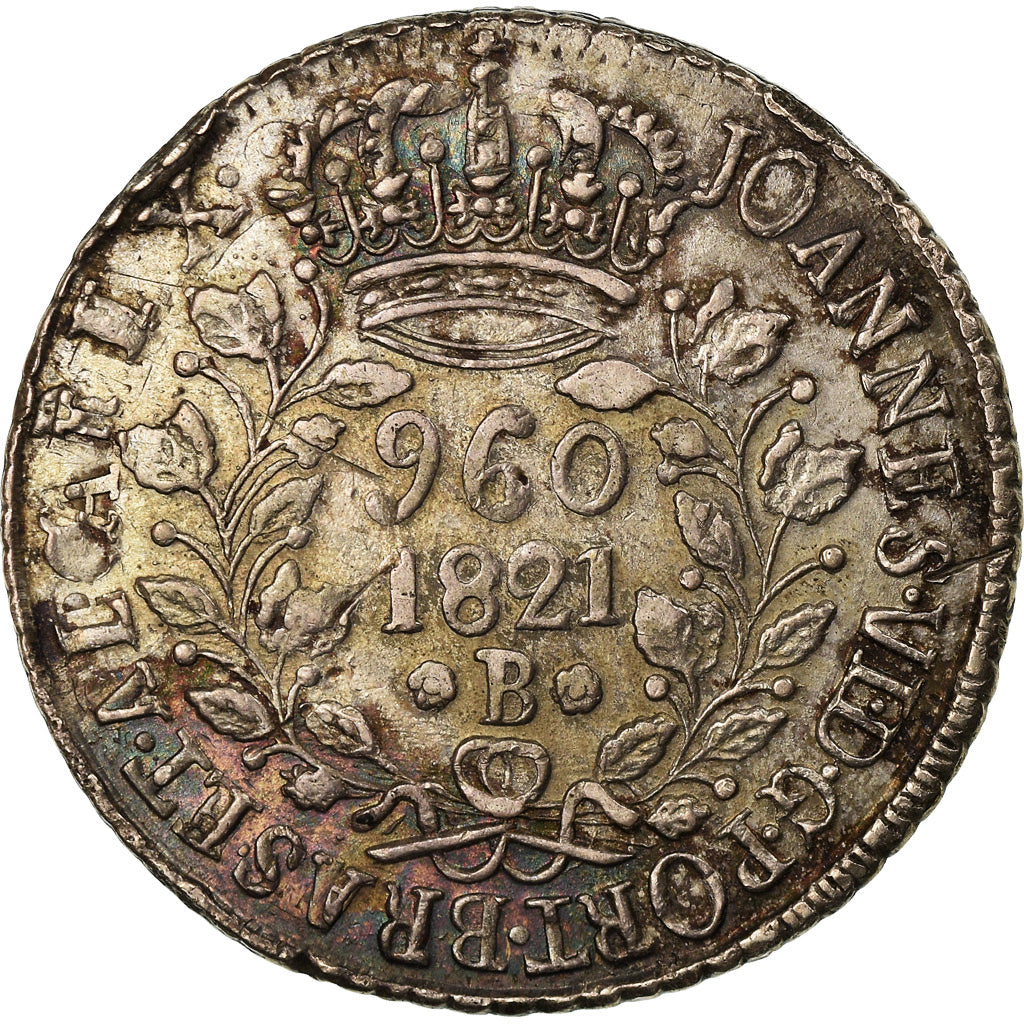 Coin, Brazil, 960 Reis, 1821, Bahia, EF(40-45), Silver, KM:326.2