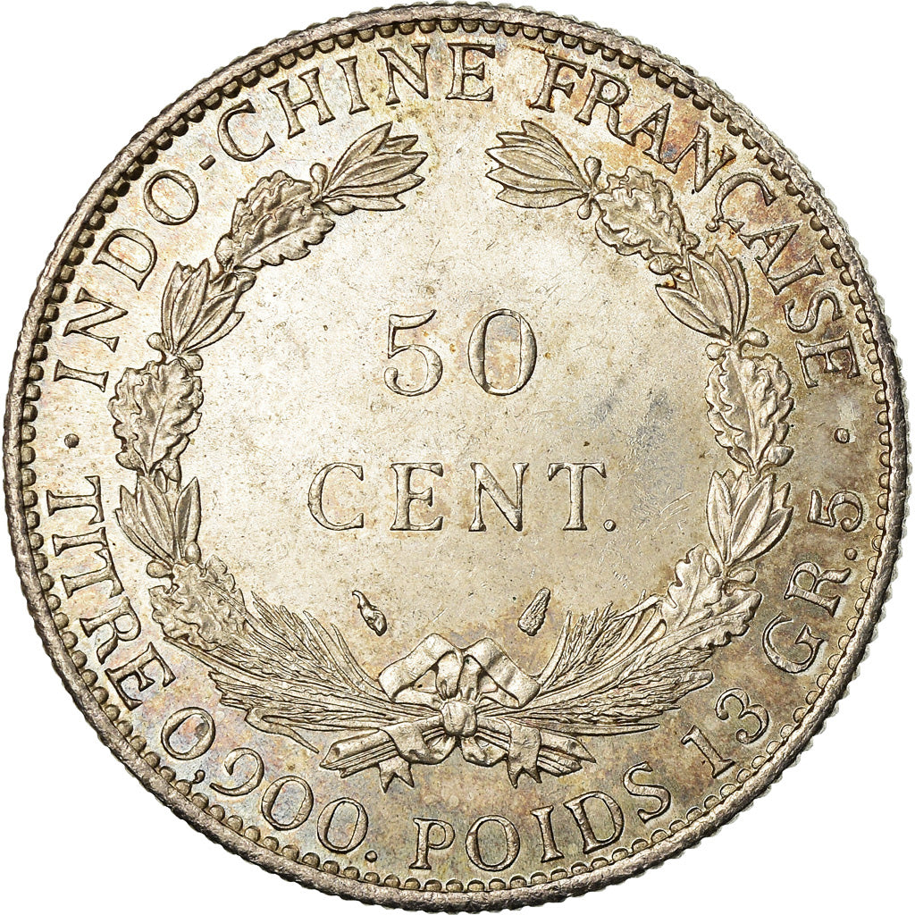 Coin, FRENCH INDO-CHINA, 50 Cents, 1936, Paris, MS(64), Silver, KM:4a.2