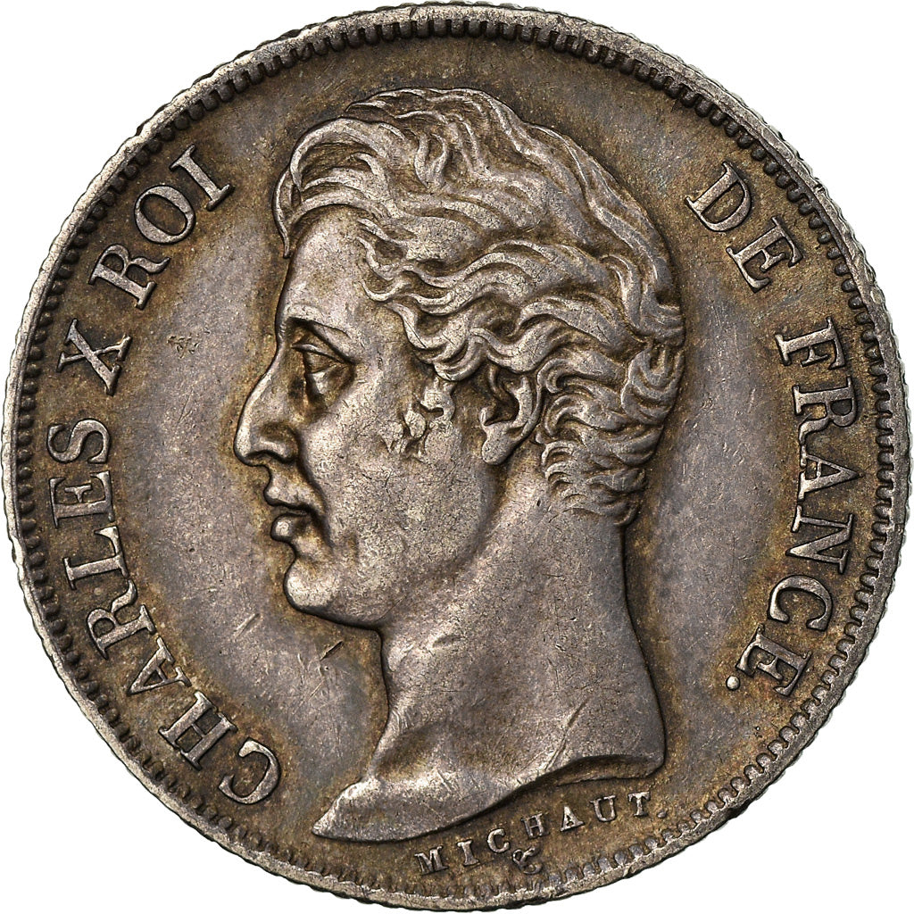 Coin, France, Charles X, Franc, 1830, Paris, Tranche striée, MS(60-62), Silver