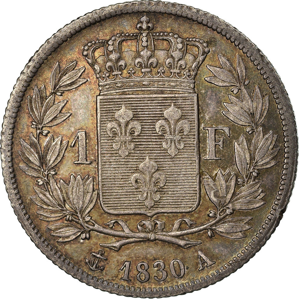 Coin, France, Charles X, Franc, 1830, Paris, Tranche striée, MS(60-62), Silver