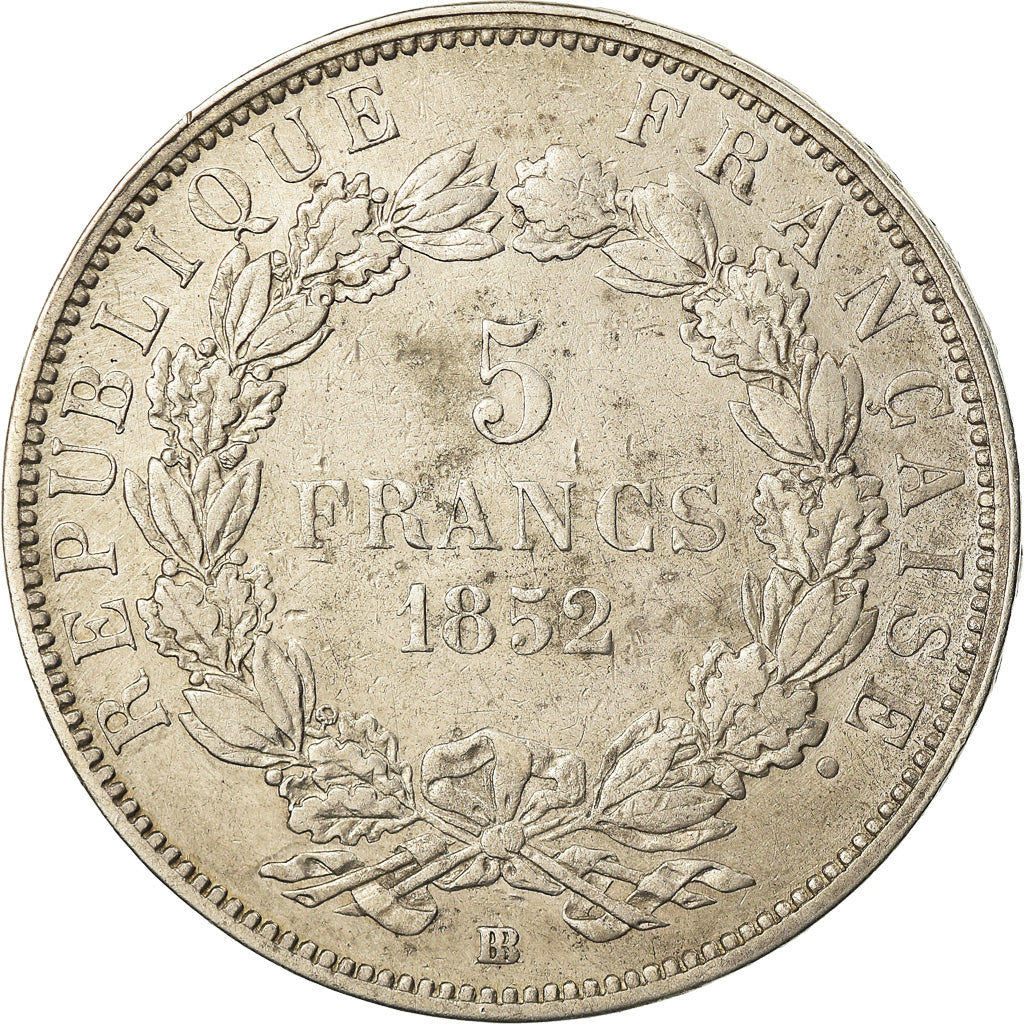 Coin, France, Napoléon III, 5 Francs, 1852, Strasbourg, VF(30-35), Silver