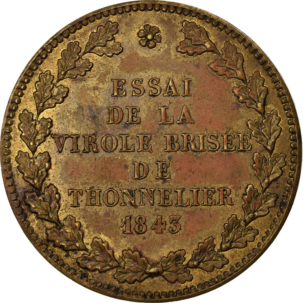 Moneda, Francia, Louis-Philippe, Virole brisée de Thonnelier, 5 Francs, 1843