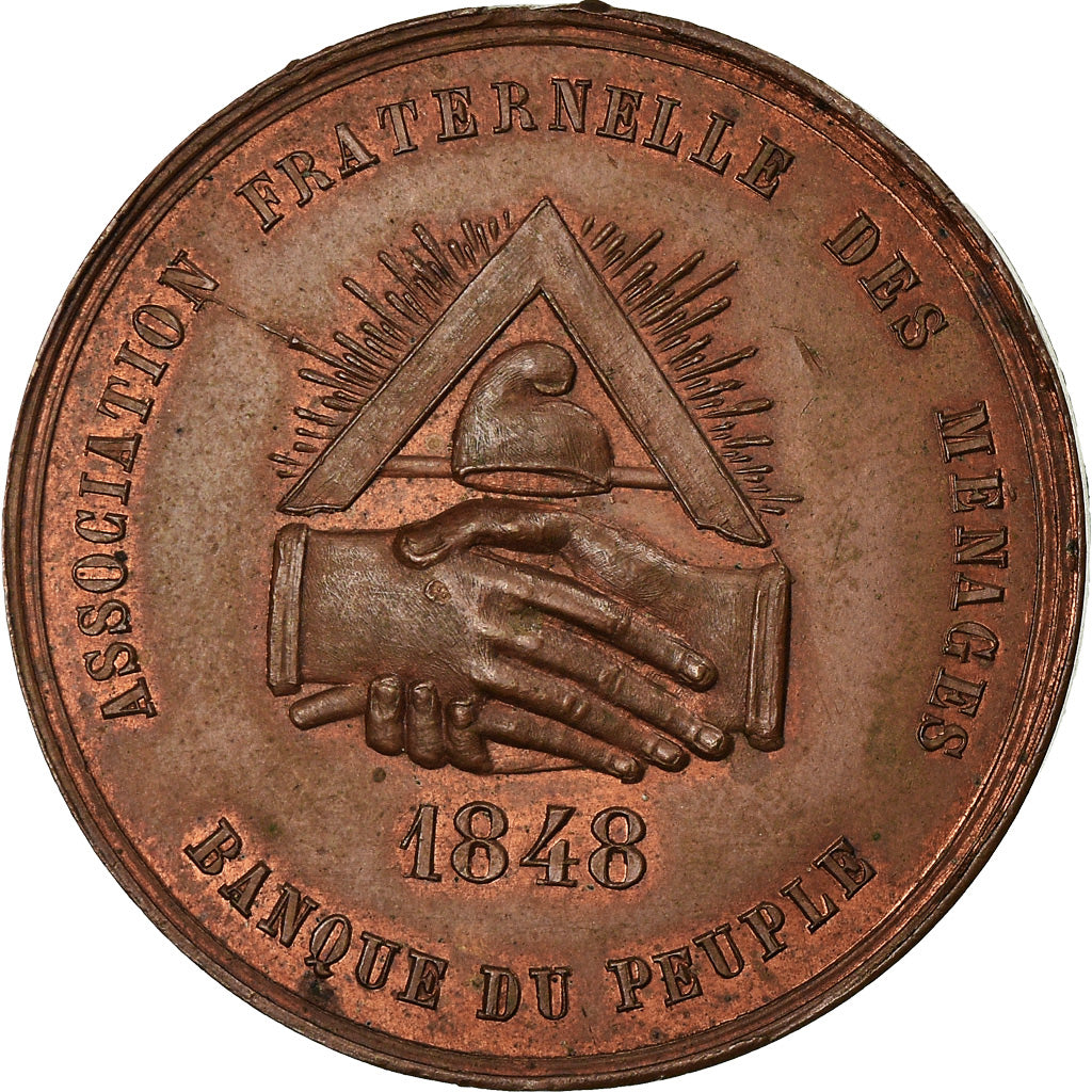 Coin, France, Banque du Peuple, Decime, 1848, ESSAI, AU(55-58), Copper