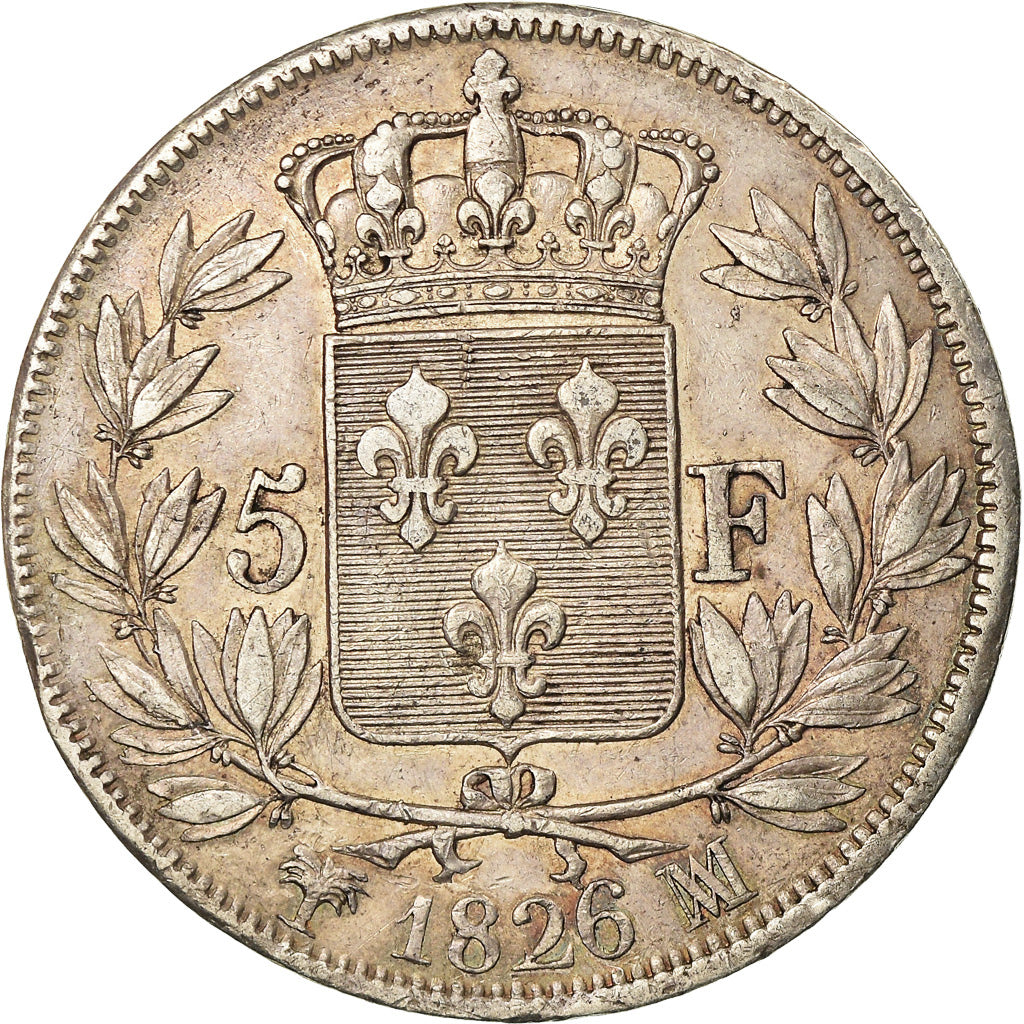 Coin, France, Charles X, 5 Francs, 1826, Marseille, EF(40-45), Silver