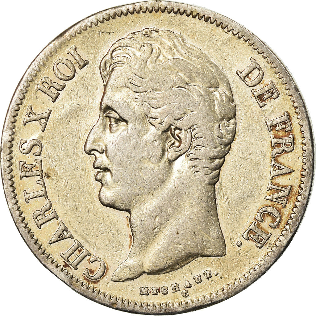 Coin, France, Charles X, 5 Francs, 1829, Rouen, EF(40-45), Silver, KM:728.2