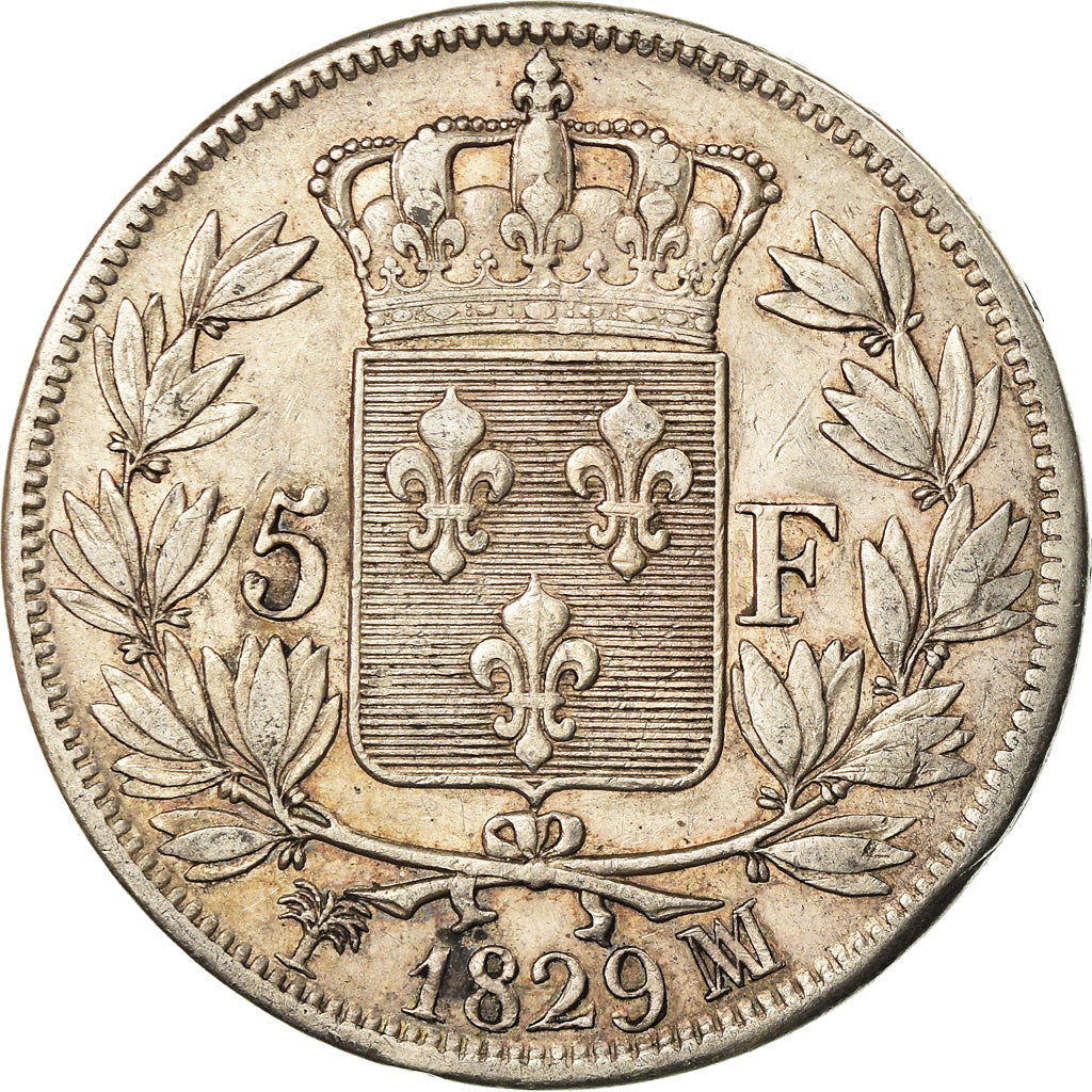Coin, France, Charles X, 5 Francs, 1829, Marseille, EF(40-45), Silver