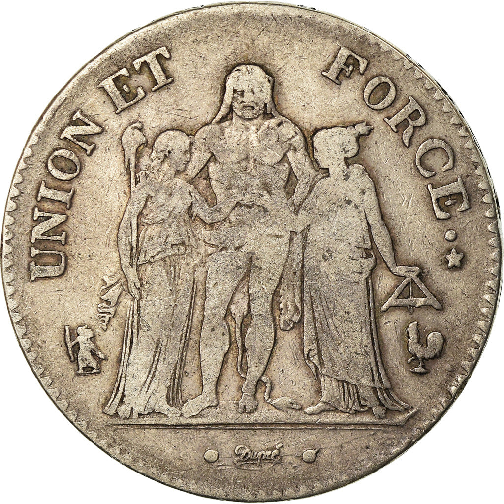 Coin, France, Union et Force, 5 Francs, AN 7, Paris, VF(20-25), Silver