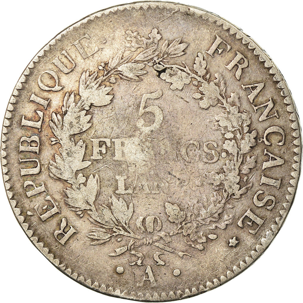 Coin, France, Union et Force, 5 Francs, AN 7, Paris, VF(20-25), Silver