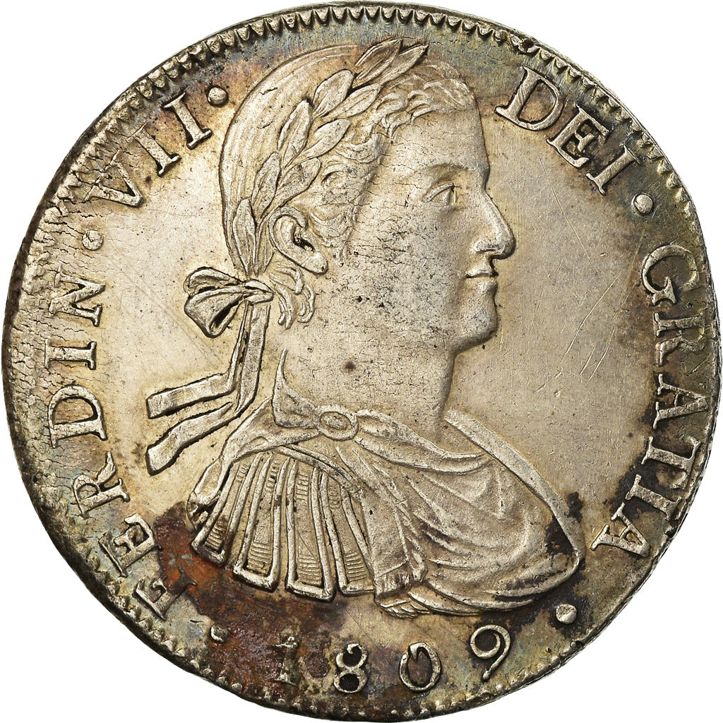 Moneda, México, Ferdinand VII, 8 Reales, 1809, Mexico City, MBC, Plata, KM:110