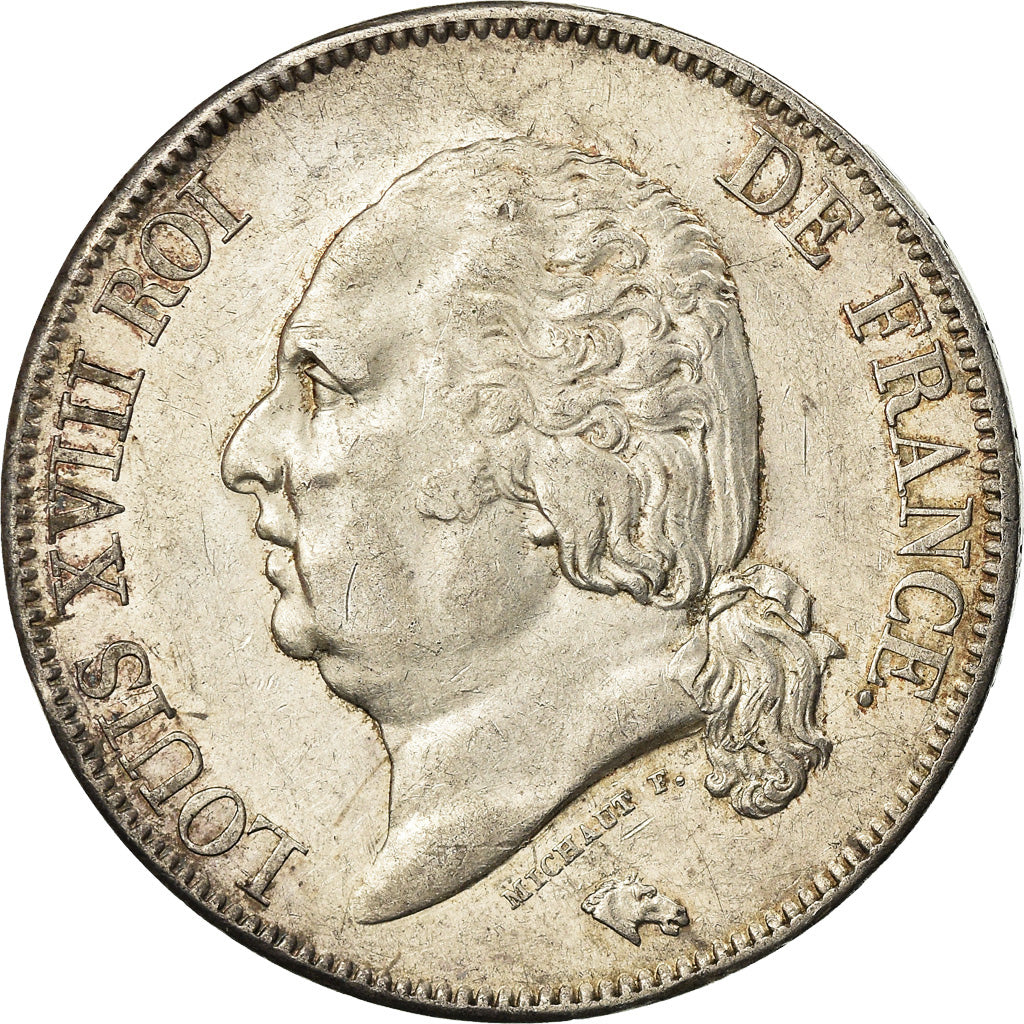 Moneta, Francja, Louis XVIII, Louis XVIII, 5 Francs, 1822, Paris, AU(50-53)