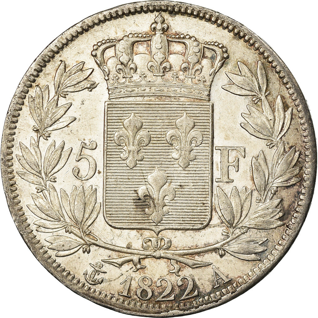 Moneta, Francja, Louis XVIII, Louis XVIII, 5 Francs, 1822, Paris, AU(50-53)