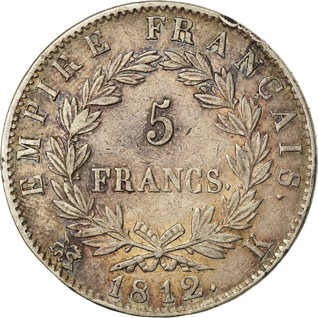 Monnaie, France, Napoléon I, 5 Francs, 1812, Bordeaux, TTB, Argent