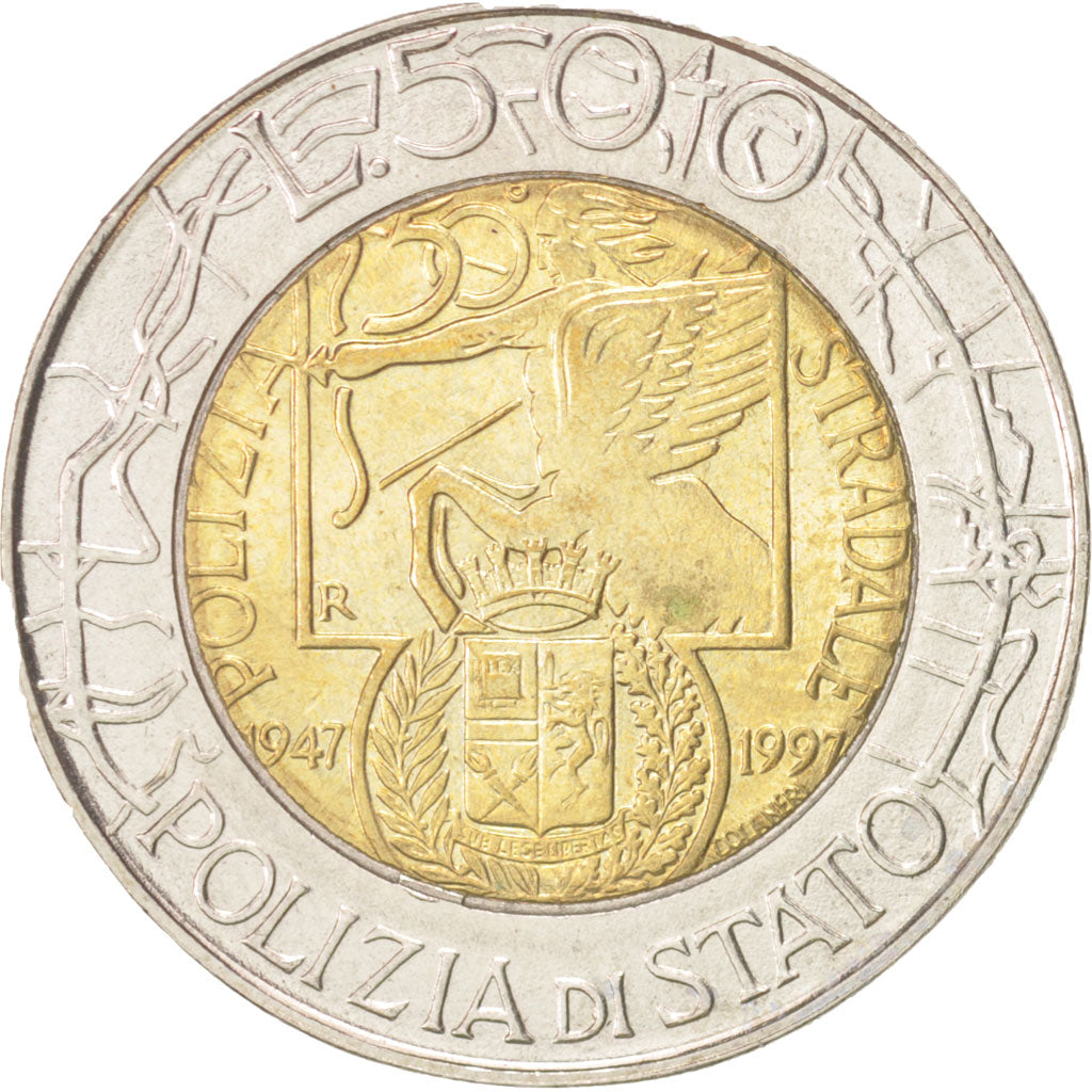 Coin, Italy, 500 Lire, 1997, Rome, MS(63), Bi-Metallic, KM:187