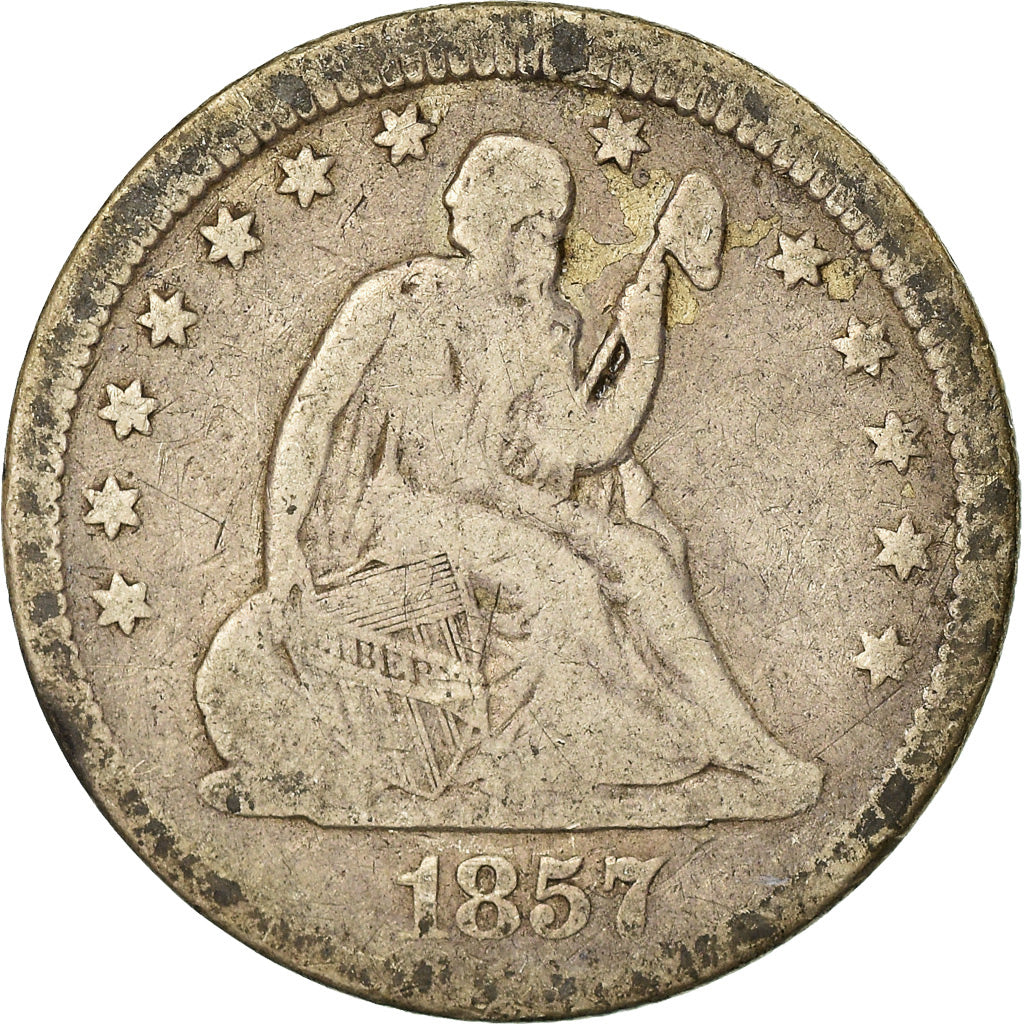 Coin, United States, Seated Liberty Quarter, Quarter, 1857, U.S. Mint