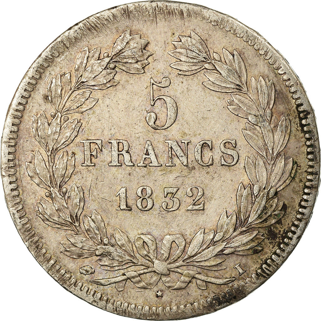 Moneta, Francia, Louis-Philippe, 5 Francs, 1832, Limoges, BB, Argento, KM:749.6