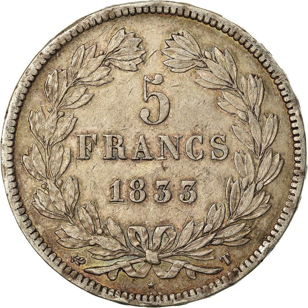 Coin, France, Louis-Philippe, 5 Francs, 1833, Nantes, VF(30-35), Silver